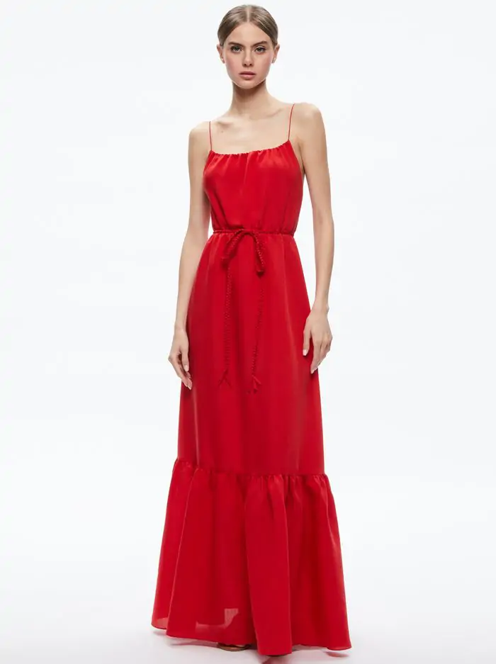 JAYDA SCOOP NECK BELTED MAXI DRESS